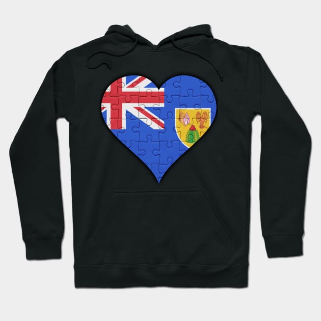 Turks And Caicos Jigsaw Puzzle Heart Design - Gift for Turks And Caicos With Turks And Caicos Roots Hoodie by Country Flags